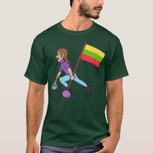 litauische Curling-Flagge T-Shirt (Vorderseite)