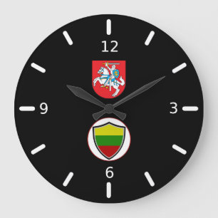 litauische Fahnenwappen Große Wanduhr