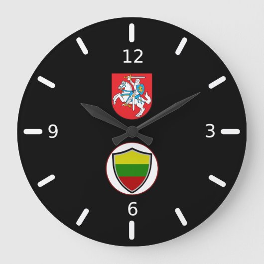 litauische Fahnenwappen Große Wanduhr (Vorderseite)