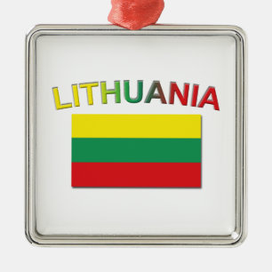 Litauische Flagge 4 Silbernes Ornament