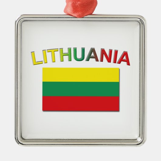 Litauische Flagge 4 Silbernes Ornament (Vorne)