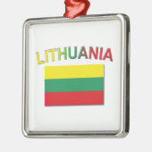 Litauische Flagge 4 Silbernes Ornament (Links)