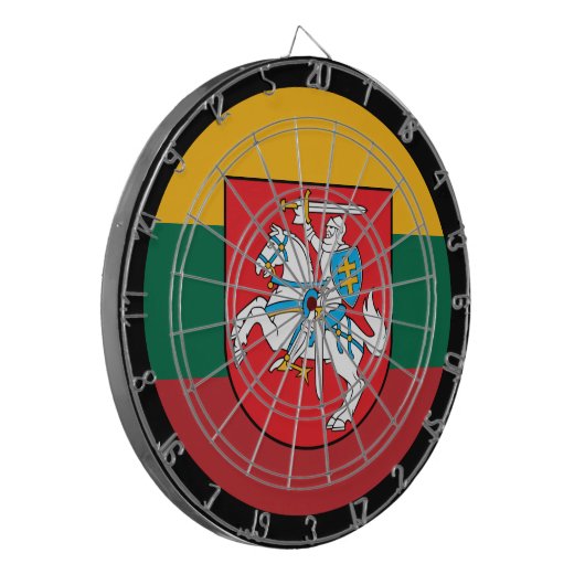 Litauische Flagge Dartboard & Litauen / Spielbrett Dartscheibe (Vorderseite Links)