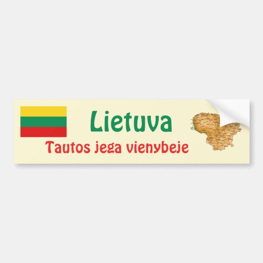 Litauische Flagge + Karte Autoaufkleber (Vorne)