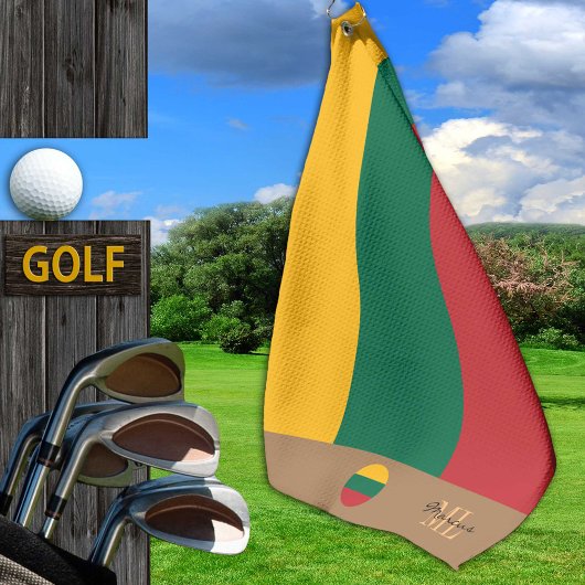 Litauische Flagge & Litauen mit Monogramm /golf Golfhandtuch