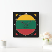 Litauische Flagge & Litauische Trendmode /Design Quadratische Wanduhr (Zuhause)