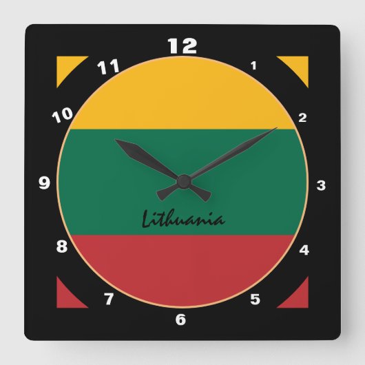 Litauische Flagge & Litauische Trendmode /Design Quadratische Wanduhr (Vorderseite)