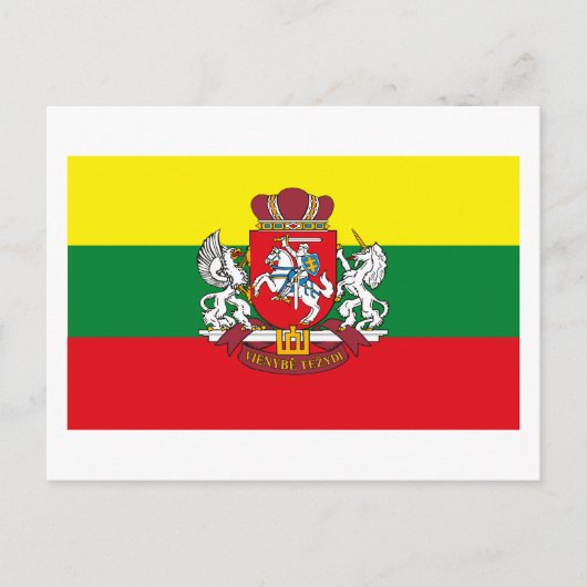 Litauische Flagge mit COA Postkarte (Vorderseite)
