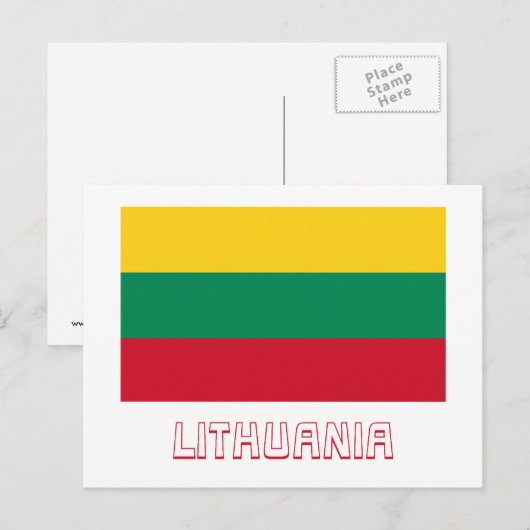 Litauische Flagge mit Name Postkarte (Vorne/Hinten)
