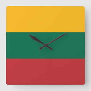 litauische Flagge Quadratische Wanduhr
