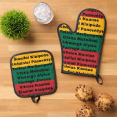 Litauische Flaggenfarben mit Städten Ofenhandschuh & Topflappen-Set (Oben Unten)