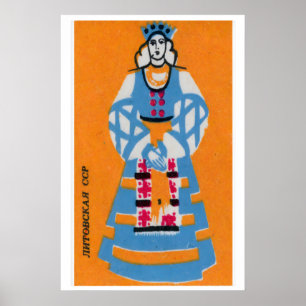 Litauische Frau - Streichholzschachtel-Druck - Äst Poster