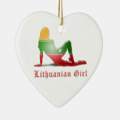 Litauische Mädchen-Silhouette-Flagge Keramikornament (Rechts)