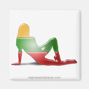 Litauische Mädchen-Silhouette-Flagge Magnet