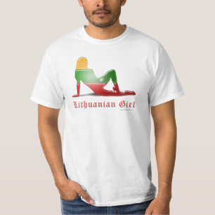 Litauische Mädchen-Silhouette-Flagge T-Shirt
