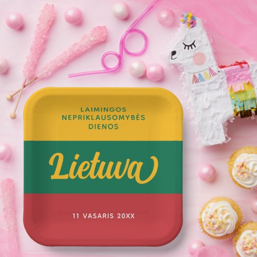 Litauische Nationalflagge des Unabhängigkeitstages Pappteller (Party)