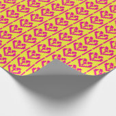 litauische rosa und gelbe Volkskunst Geschenkpapier (Ecke)