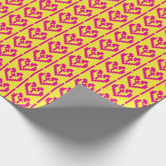 litauische rosa und gelbe Volkskunst Geschenkpapier (Ecke)