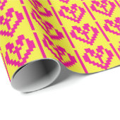 litauische rosa und gelbe Volkskunst Geschenkpapier (Rolleneckpunkt)