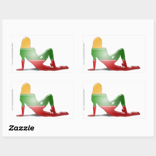 litauische Silhouette Girl Rechteckiger Aufkleber (Blatt)