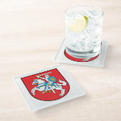 Litauische Vytis Glasuntersetzer (Schrägansicht)