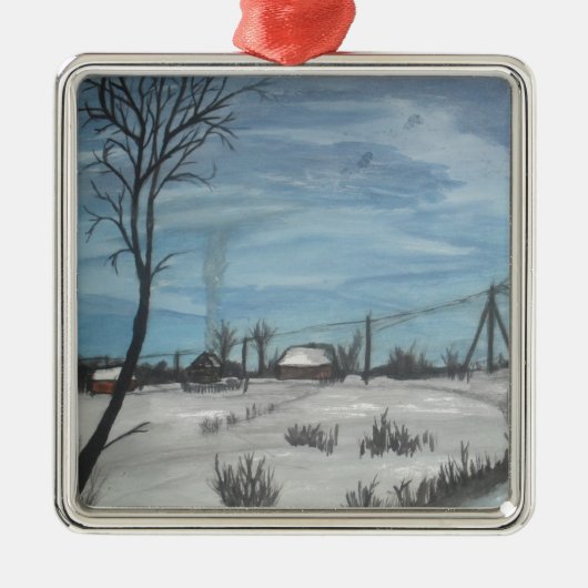 litauischer Winter Silbernes Ornament (Vorne)