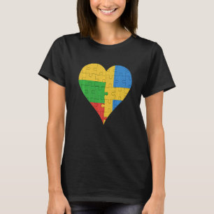 Litauisches schwedisches Flaggenherz T-Shirt