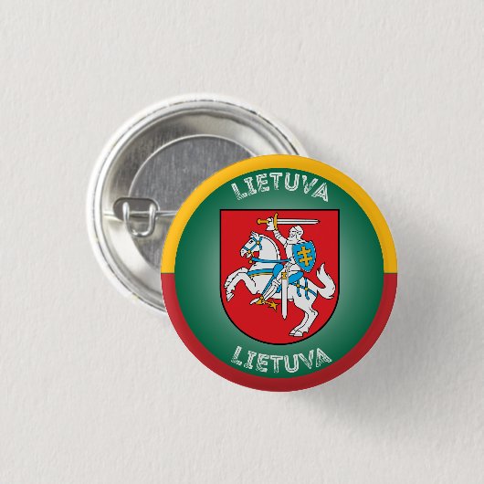 Litauisches Wappen (Vytis) Kreisform Button (Vorne & Hinten)