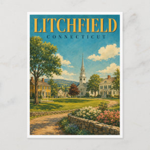 Litchfield Connecticut Village Green GeoSaga Postkarte