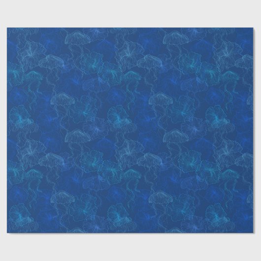 Lite Blue Jellyfish Geschenkpapier (Flach)