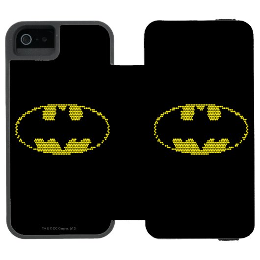 Lite-Brite Bat Emblem Incipio iPhone Geldbeutel-Hülle (Folio Geöffnet)