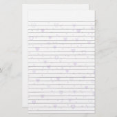 Lite Lila Hearts Lined Stationery Briefpapier (Vorne/Hinten)