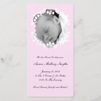 Lite Pink Girl New Baby Foto Card Ankündigung