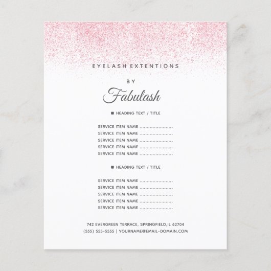 Lite Pink Glitzer Beauty Salon Flyer (Vorne)