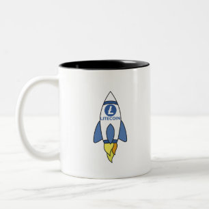 Litecoin an die Mondrakete Zweifarbige Tasse