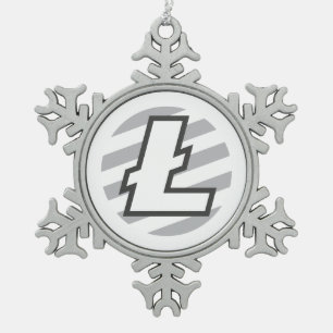 Litecoin Logo-Symbol-Schlüsselweihnachtsverzierun Schneeflocken Zinn-Ornament