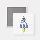 Litecoin To The Moon Rocket Magnet (Vorderseite/Rückseite)