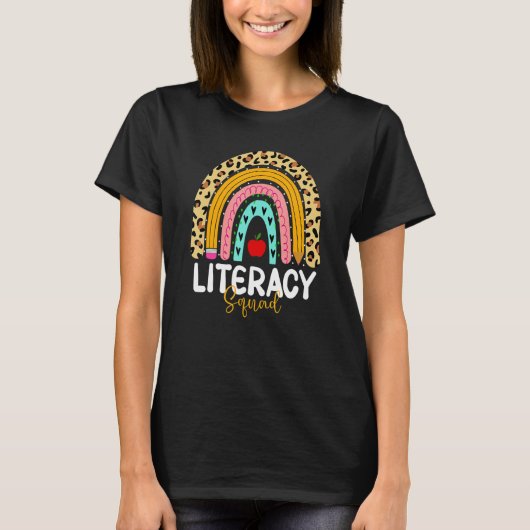 Literacy Squad Leopard Rainbow Healthcare Doctor W T-Shirt (Vorderseite)
