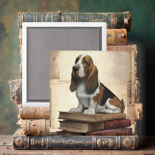 Literarische Basset Hound Magnet