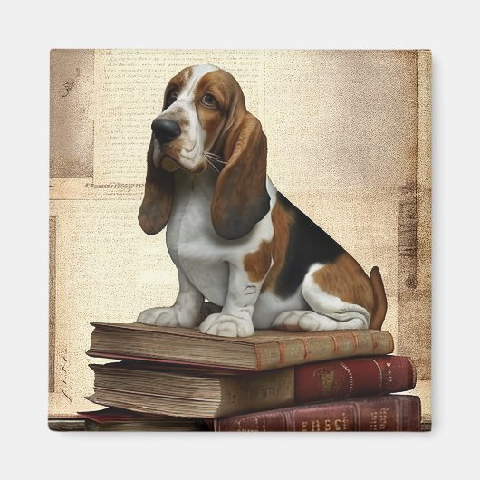 Literarische Basset Hound Magnet (Vorne)