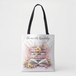 Literarische Bloom Tote Tasche - Bücherbücher