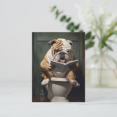 Literarische Bulldog | Funny Bathroom Spaß Postkarte (Stehend Vorderseite)