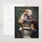 Literarische Bulldog | Funny Bathroom Spaß Postkarte (Vorne/Hinten)
