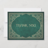 Literarische Hochzeit der grünen Geek-Buchbiblioth Dankeskarte (Vorderseite)