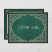 Literarische Hochzeit der grünen Geek-Buchbiblioth Dankeskarte (Vorne/Hinten)