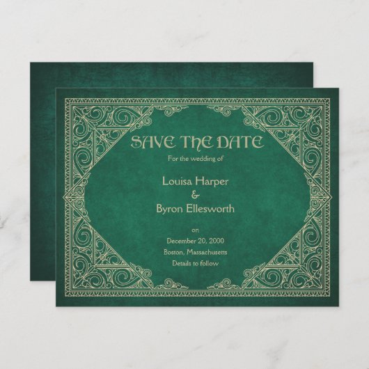 Literarische Hochzeit des Bibliotheksbuches Grüne  Save The Date (Vorne/Hinten)