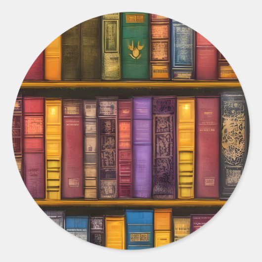 Literarische Schätze - Klassische Alte Bücher Runder Aufkleber (Vorderseite)