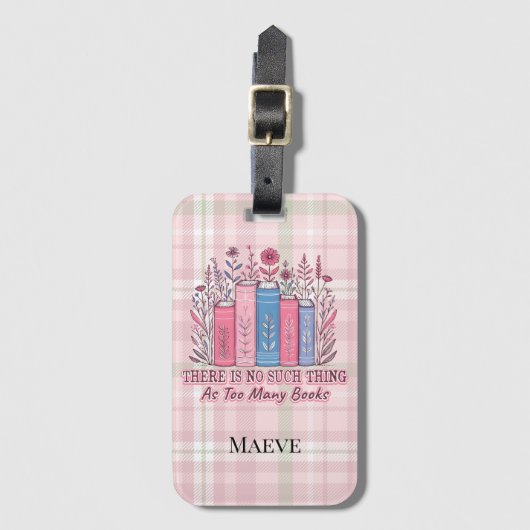 Literary Blooms Book Stack Soft Plaid Gepäckanhänger (Vorderseite Vertikal)
