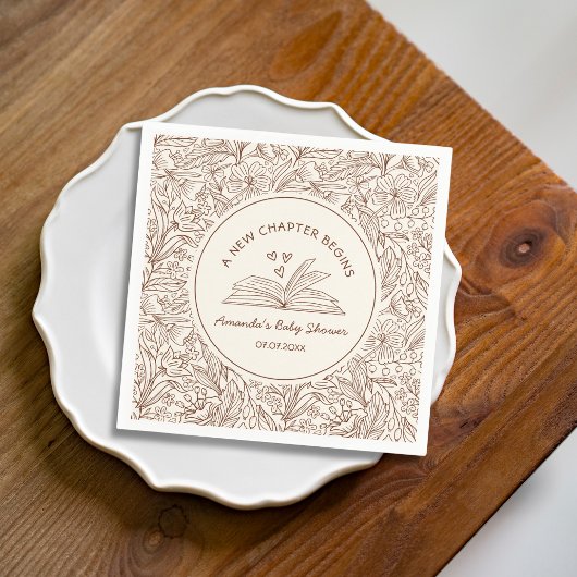 Literary Book Baby Shower A New Chapter Begins Serviette
