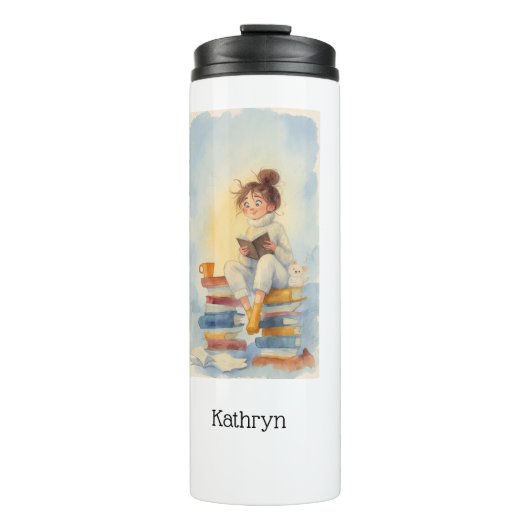 Literary Girl Book Personalized Thermal Tumbler Thermosbecher (Vorderseite)